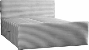 Łóżko kontynentalne z pojemnikiem i topperem TRENTO, pluszowy sztruks VELO, 120x200 cm, Jasnoszary, H3-Bonell