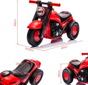 AIYAPLAY Pojazd na biegunach, Motocyklowy design, Muzyka i bańki mydlane, dla dzieci 2-5 lat, Czerwony