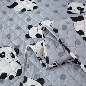 Narzuta na łóżko z wzorem PANDA szary Rozmiar: 170 x 210 cm