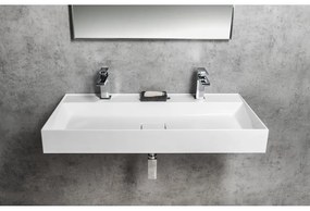 Biała umywalka podwójna z kompozytu mineralnego 96x44 cm Godiva – Sapho