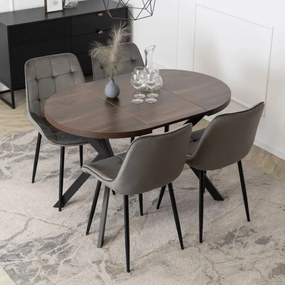 Stół Okrągły Rozkładany DORIAN 80-160 cm Orzech/Czarny Nowoczesny Loft