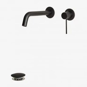 Zestaw Baterii Umywalkowej Orveta Z Mosiądzu I Zawór Odpływowy Click-clack Ze Stali Nierdzewnej I Mosiądzu Czarny Matowy & Zawór Bez Przelewu - Sklum