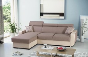 Masseno Narożnik PALAZZO z funkcją spania i pojemnikiem na pościel Narozniki L, Rozkładana sofa - Brązowy, INARI 23+MADRYT 912