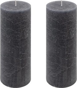 Zestaw świec rustykalnych, 20 cm, Ø 7,5 cm, antracyt, 2 szt.