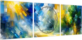 Obraz - Abstrakcyjny słoneczny dzień (z zegarem) (90x30 cm)