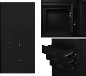 Biurowa szafa na akta z sejfem Filip II 90x40x185 cm czarna