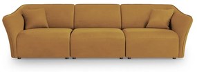 Musztardowa sofa z materiału bouclé 292 cm Tokyo – Cosmopolitan Design