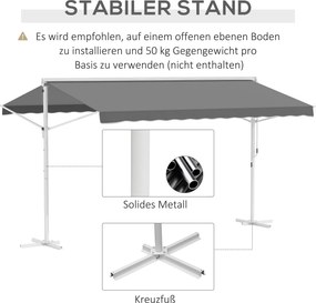 Outsunny markiza stojąca ogrodowa ze składanym ramieniem taras szara 4,5 x 3,4 m
