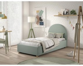 Zielone tapicerowane łóżko jednoosobowe ze schowkiem i stelażem 90x200 cm Moon – Vipack