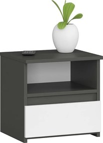 Szafka nocna AKORD CL1 Grafit Szary 40 cm 1 szuflada kolor Biały mat 1 półka 40x35x40 cm