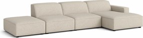 Narożnik modułowy Cursal C prawy z pufą – sofa narożna 341 x 166 x 70 cm, kremowy Raven 24, nowoczesny design