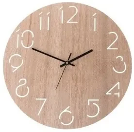 Zegar ścienny Light wood, śr. 40,6 cm, drewno