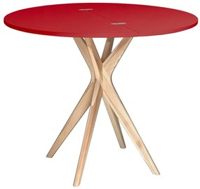 Stół półokrągły CUTTI 90x90 rozkładany czerwony/jesion RAGABA