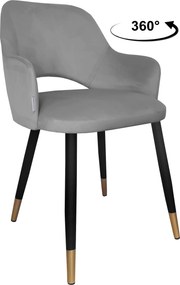 Krzesło Milano tkanina Welur noga metalowa elegancki komfort wnętrza : Kolor nogi - Czarno-złota stożek, Kolor tkaniny - VELVET - MG17, Typ siedziska - Siedzisko obrotowe 360°