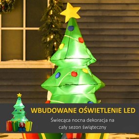 HOMCOM Nadmuchiwana dekoracja świąteczna z oświetleniem LED, prezentami, 150 cm, wodoodporna | Aosom PL