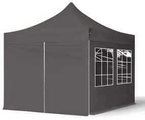 TOOLPORT 3x3 m Namiot Ekspresowy ECONOMY Stal 30 mm, ze ścianami bocznymi, okna kwadratowe , ciemnoszary - (582635)
