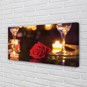 Duży obraz na płótnie Wieczór z Różą i Winem