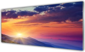 Panel Szklany Promienie Słońca nad Szczytami