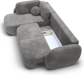 Masseno Narożnik AMICO z funkcją spania i pojemnikiem na pościel Narozniki L, Rozkładana sofa - Szary, EGON 13