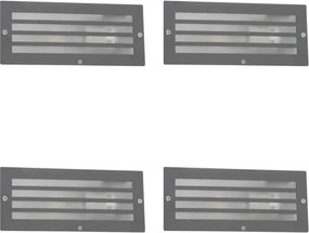 Zestaw 4 nowoczesnych lamp wpuszczanych w kolorze ciemnoszarym IP44 - Hurricane