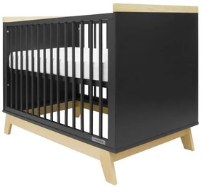 New Baby Łóżeczko dziecięce Marcus z barierką,czarne /naturalne
