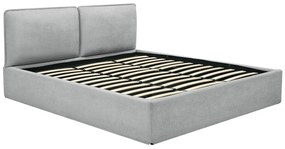 Łóżko ze skrzynią ze zdejmowanym pokrowcem 180 x 200 cm - Tkanina - Jasnoszary - TENESE