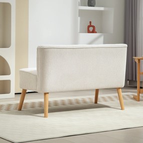 HOMCOM Dwuosobowa Kanapa, Miękkie Siedzisko, Łatwa w Utrzymaniu, Obciążenie do 150 kg, 117 x 56,5 x 77 cm, Kremowy