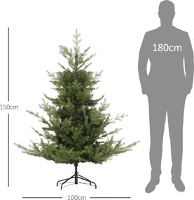 HOMCOM Choinka Sztuczna, Jodła, Realistyczny Wygląd, Szybki Montaż, Tworzywo Sztuczne, Zielona, 100 x 100 x 150cm | Aosom PL