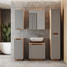 Zestaw mebli łazienkowych dąb/szary ze strukturą płytek 59.8x32x62.1 lotta