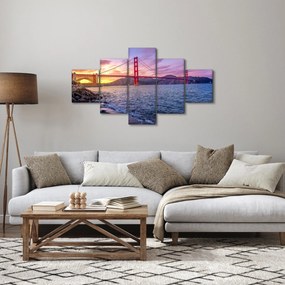 Obraz mostu z zachodem słońca (125x70 cm)