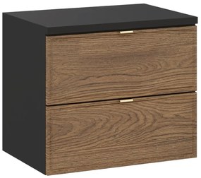 Szafka pod umywalkę nablatową TALIA CASELLA 2S 60cm dąb casella/czarny mat z blatem COMAD