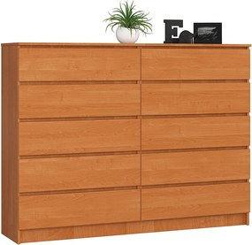Komoda AKORD K160 Olcha 160 cm 10 szuflad kolor Olcha mat 160x40x121 cm