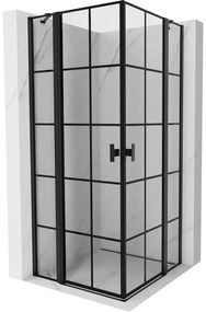Mexen Mist Duo kabina prysznicowa uchylna 85 x 85 cm, czarna kratka, czarna - 8A4-085L-085P-70-77