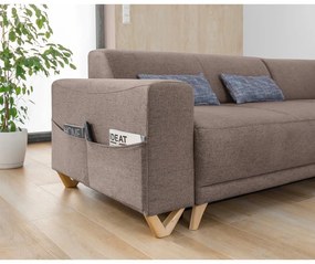 Brązowy rozkładany/ze schowkiem narożnik (prawostronny/w kształcie litery L) Classy Sophie – Miuform