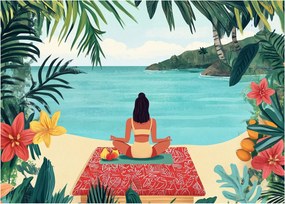 Obraz - Joginka na plaży (70x50 cm)