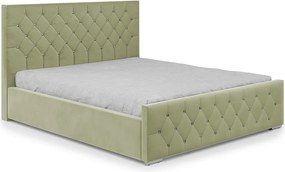 DomoHome - Trwałe łóżko tapicerowane Mona I, nowoczesny design, pojemna skrzynia, łatwa w pielęgnacji tkanina 200x200 cm, seledynowy