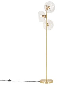 Lampa podłogowa art deco złota ze szkłem 3-światła - Ayesha ArtDeco Oswietlenie wewnetrzne