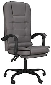 Szary masujący fotel biurowy z podnóżkiem M2-A58