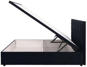 Czarne łóżko pluszowe z pojemnikiem 160x200 G7-F99