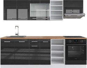 Zabudowa kuchenna antracytowy wysoki połysk/biały 240x60x81.6 r-line