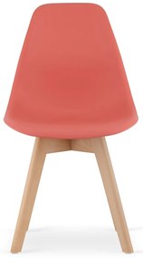Koralowe krzesło KITO z bukowymi nogami