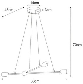 Biała metalowa lampa wisząca patyki loft - A727 Davon