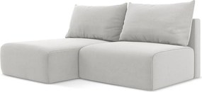 Jasnoszary aksamitny rozkładany/ze schowkiem narożnik (lewostronny/z szezlongiem) Kalena – Makamii