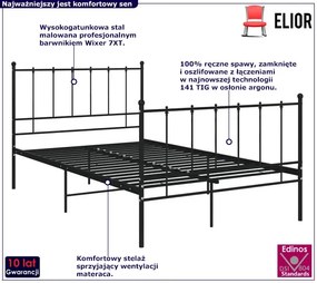 Czarne metalowe łóżko z zagłówkiem 120x200 cm Gemon