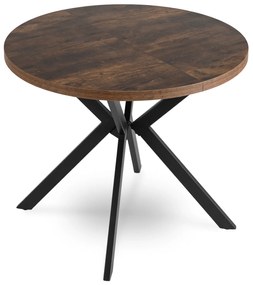 Stół Okrągły Rozkładany LUGO 90-190 cm Dąb Rustykalny/Czarny Loft