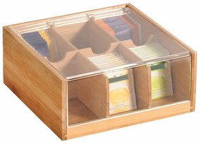 Kesper 58903 Organizer na herbatę bambusowy, 6przegródek, 22 x 21 x 9,5 cm