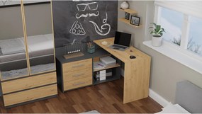 Biurko DANY | Antracyt Artisan | 120x50x76 | Narożne z 3 Szufladami