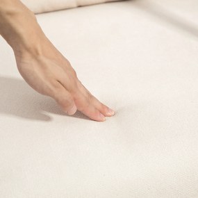 HOMCOM Fotel bujany z podnóżkiem, miękka tapicerka, wygląd lnu, drewniana rama, Kremowy