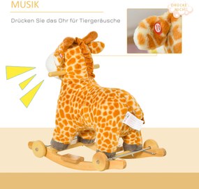 HOMCOM Koń na biegunach 2 w 1 zwierzak na biegunach huśtawka dla dzieci zabawka dzieci dźwięki kółko pieniądze