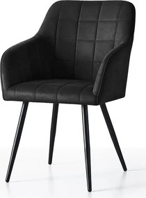 Zestaw 6 czarnych nowoczesnych krzeseł welurowych K4-S76